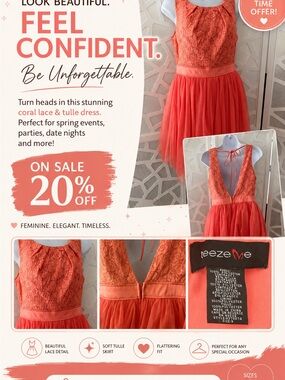 Teeze Me Coral Lace & Tulle Cocktail Dress
